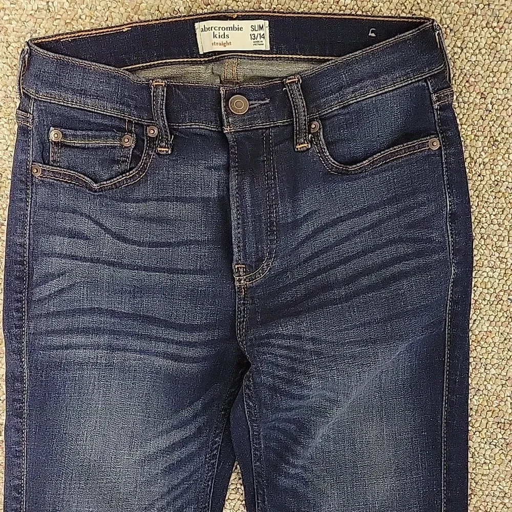 Abercrombie Kids Dark Blue Straight Jeans 13/14 Slim School Denim